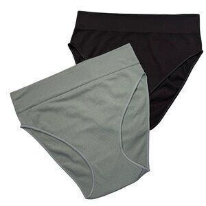 SKIMS Stretch Rib Brief Lot of 2 NEW Soot Sea Haze L/XL
